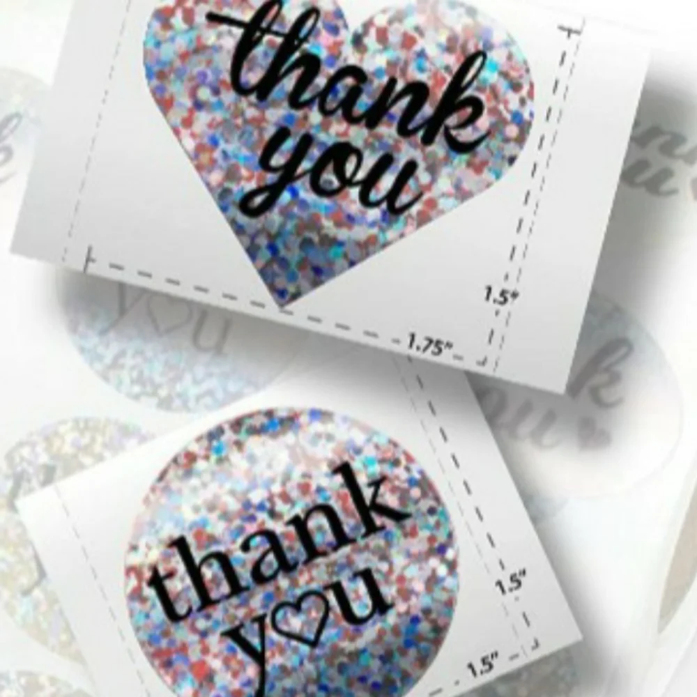 100 Stickers Thank you stickers 1.5 inch polished sheen foil look!